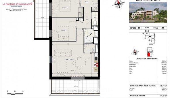 Logement �tudiant T3 &agrave; La Montagne (44620)