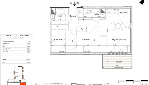 Logement �tudiant T3 &agrave; Laval (53000)