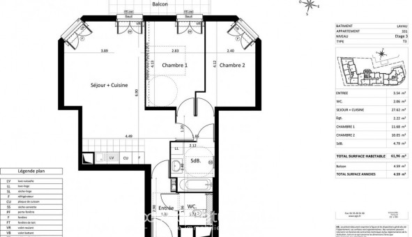 Logement tudiant T3 à Le Blanc Mesnil (93150)