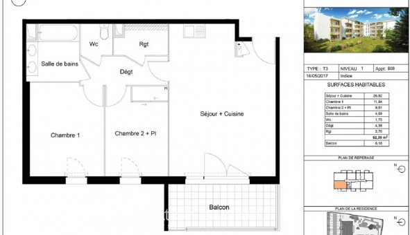 Logement tudiant T3 à Le Pontet (84130)