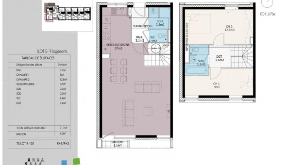 Logement �tudiant T3 &agrave; Lille (59800)