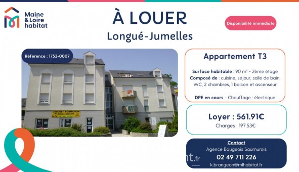 Logement tudiant Location T3 Vide Longu Jumelles (49160)