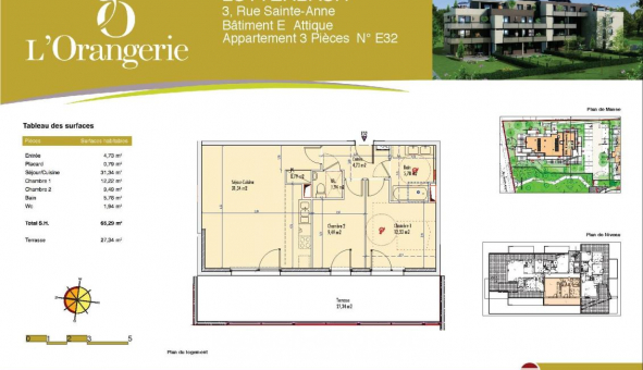 Logement �tudiant T3 &agrave; Lutterbach (68460)