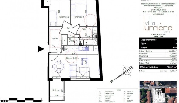 Logement �tudiant T3 &agrave; Lyon 8�me arrondissement (69008)