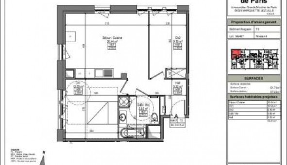 Logement étudiant T3 à Marquette lez Lille (59520)