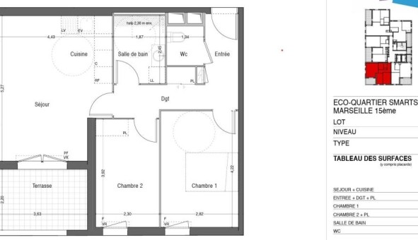 Logement tudiant T3 à Marseille 15me arrondissement (13015)