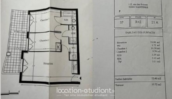 Logement tudiant T3 à Nanterre (92000)