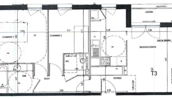Logement tudiant T3 à Nanterre (92000)