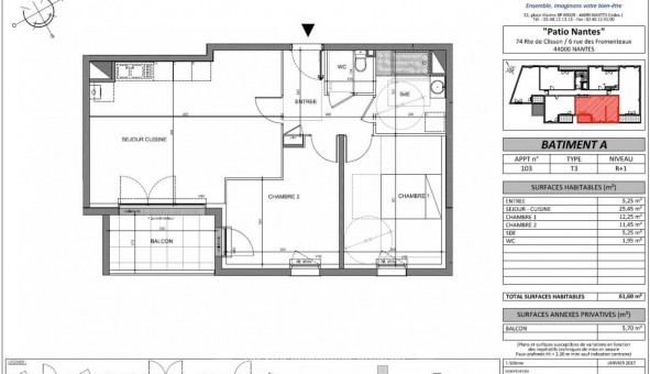 Logement tudiant T3 à Nantes (44200)