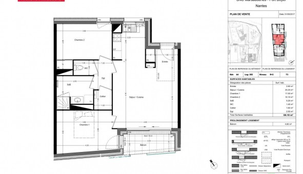 Logement tudiant T3 à Nantes (44200)