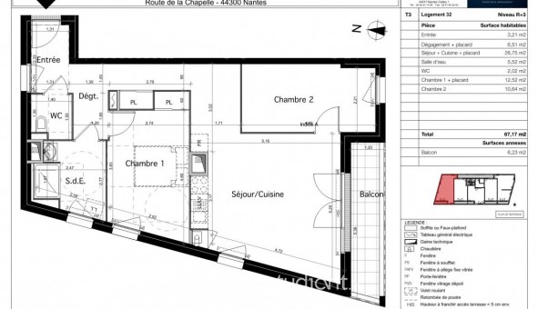 Logement �tudiant T3 &agrave; Nantes (44200)
