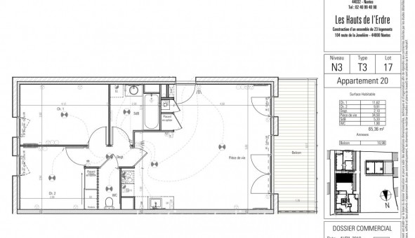Logement �tudiant T3 &agrave; Nantes (44200)