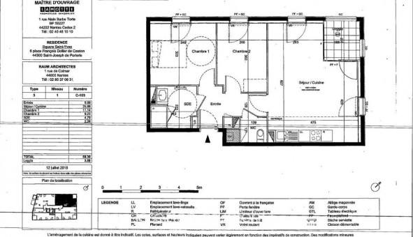 Logement �tudiant T3 &agrave; Nantes (44200)