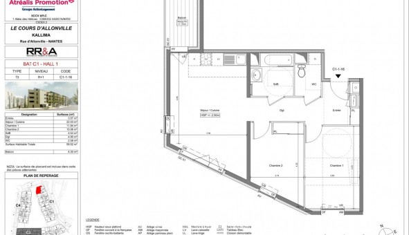 Logement �tudiant T3 &agrave; Nantes (44200)