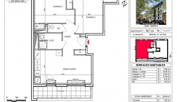 Logement �tudiant T3 &agrave; Nantes (44200)