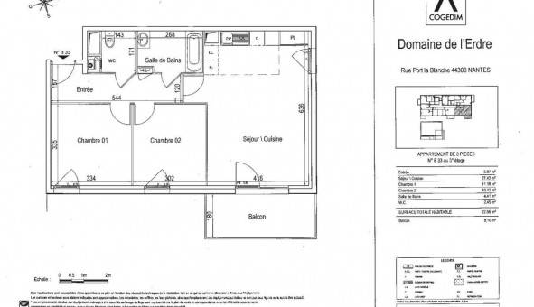 Logement �tudiant T3 &agrave; Nantes (44200)