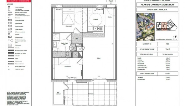 Logement �tudiant T3 &agrave; Nantes (44200)