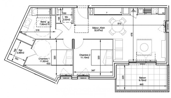 Logement �tudiant T3 &agrave; Neuville sur Sa�ne (69250)