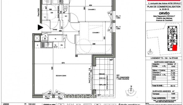 Logement �tudiant T3 &agrave; Orvault (44700)