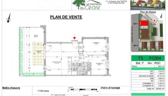 Logement tudiant T3 à Perrigny ls Dijon (21160)