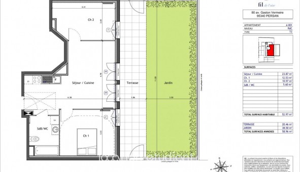 Logement tudiant Location T3 Vide Persan (95340)