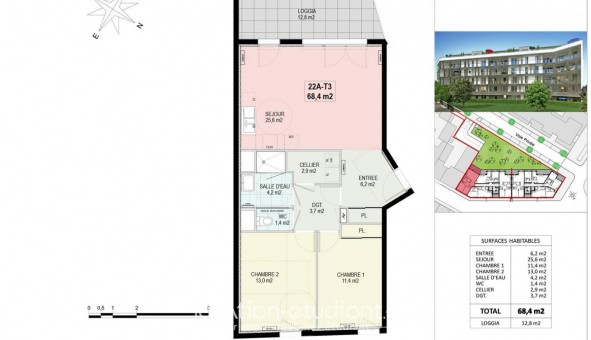 Logement tudiant T3 à Reims (51100)