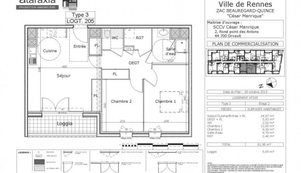 Logement tudiant T3 à Rennes (35000)