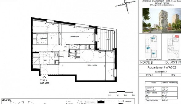 Logement tudiant T3 à Rennes (35000)