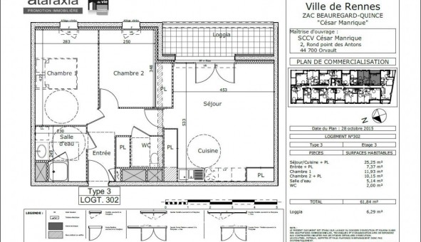 Logement tudiant T3 à Rennes (35000)