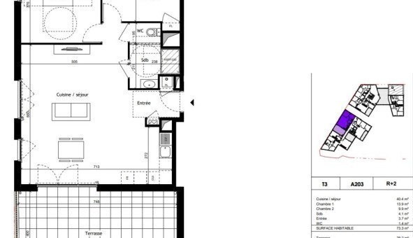 Logement tudiant T3 à Rillieux la Pape (69140)
