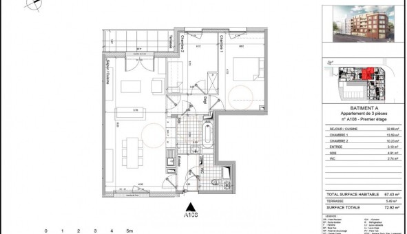 Logement �tudiant T3 &agrave; Roubaix (59100)