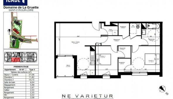 Logement tudiant T3 à Saint Cyr sur Loire (37540)
