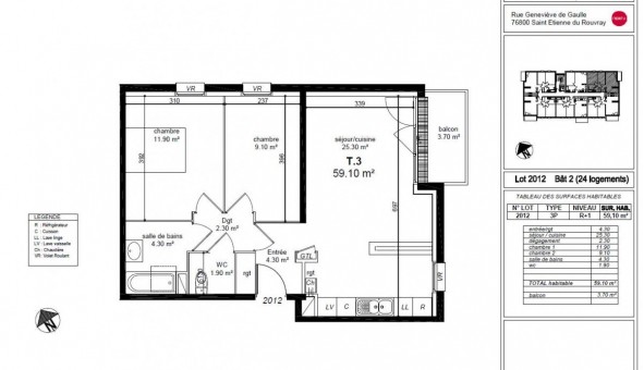 Logement tudiant T3 à Saint tienne du Rouvray (76800)
