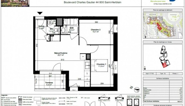 Logement tudiant T3 à Saint Herblain (44800)