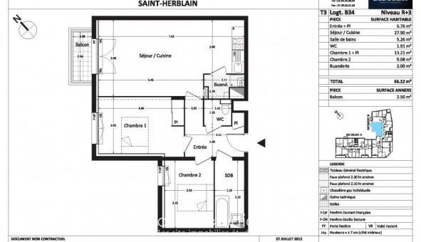 Logement �tudiant T3 &agrave; Saint Herblain (44800)
