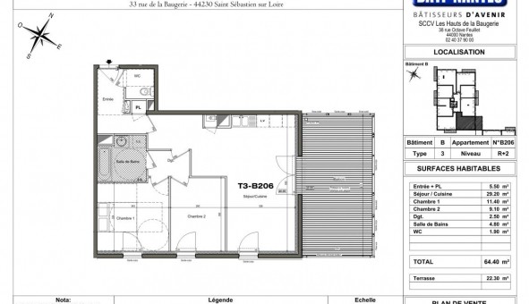 Logement �tudiant T3 &agrave; Saint S�bastien sur Loire (44230)