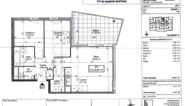 Logement �tudiant T3 &agrave; Sainte Ruffine (57130)