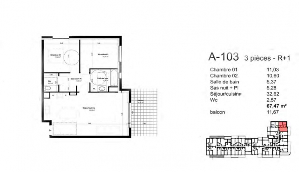 Logement �tudiant T3 &agrave; Sem�court (57280)