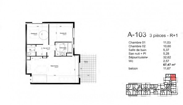 Logement �tudiant T3 &agrave; Sem�court (57280)