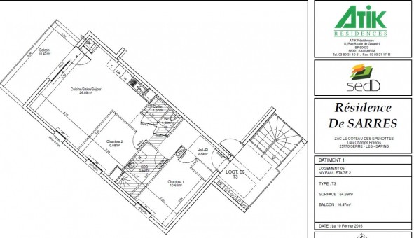 Logement �tudiant T3 &agrave; Serre les Sapins (25770)