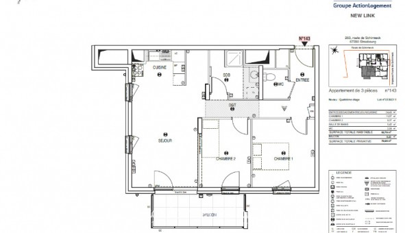 Logement �tudiant T3 &agrave; Strasbourg (67000)
