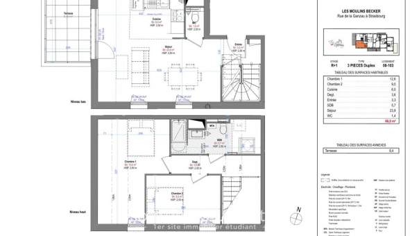 Logement �tudiant T3 &agrave; Strasbourg (67000)