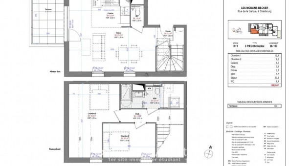 Logement �tudiant T3 &agrave; Strasbourg (67000)