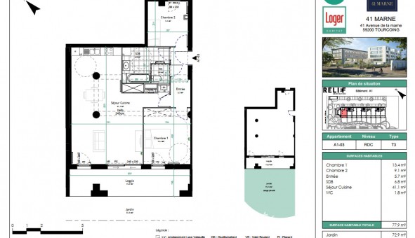 Logement �tudiant T3 &agrave; Tourcoing (59200)
