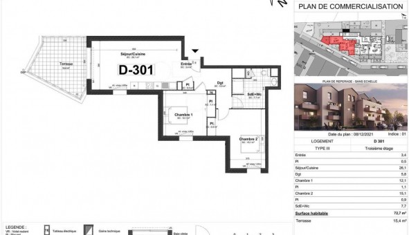 Logement tudiant T3 à Tours (37000)