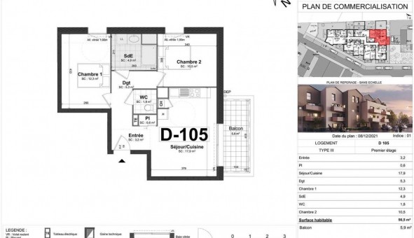 Logement tudiant T3 à Tours (37000)