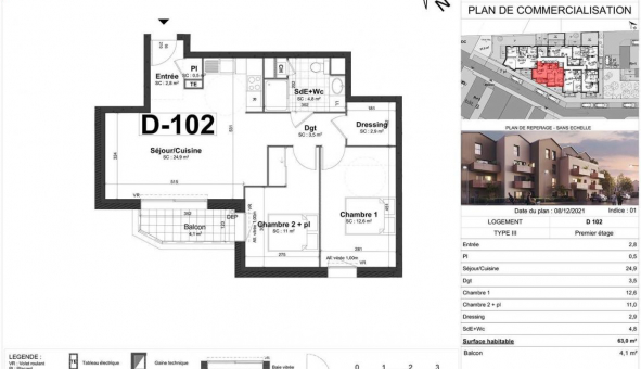 Logement tudiant T3 à Tours (37000)