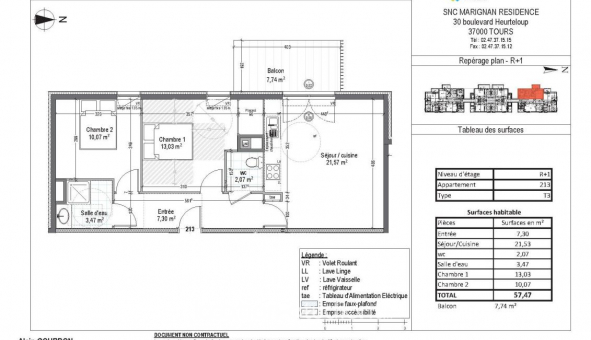 Logement �tudiant T3 &agrave; Tours (37000)