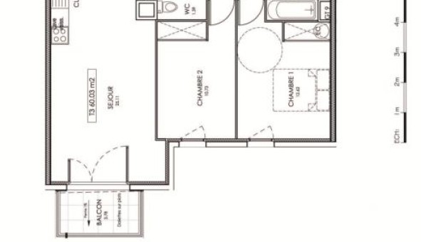 Logement tudiant T3 à Vaulx en Velin (69120)