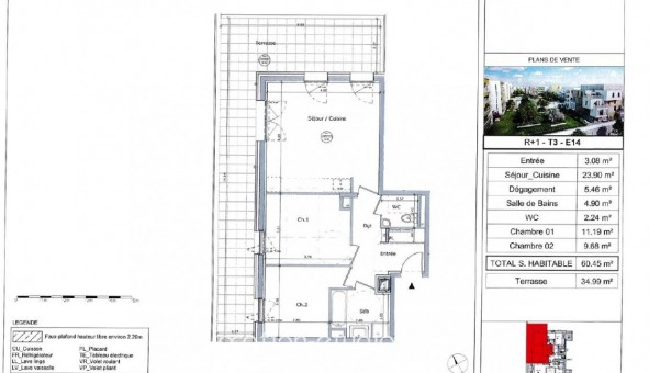 Logement tudiant T3 à Vaulx en Velin (69120)